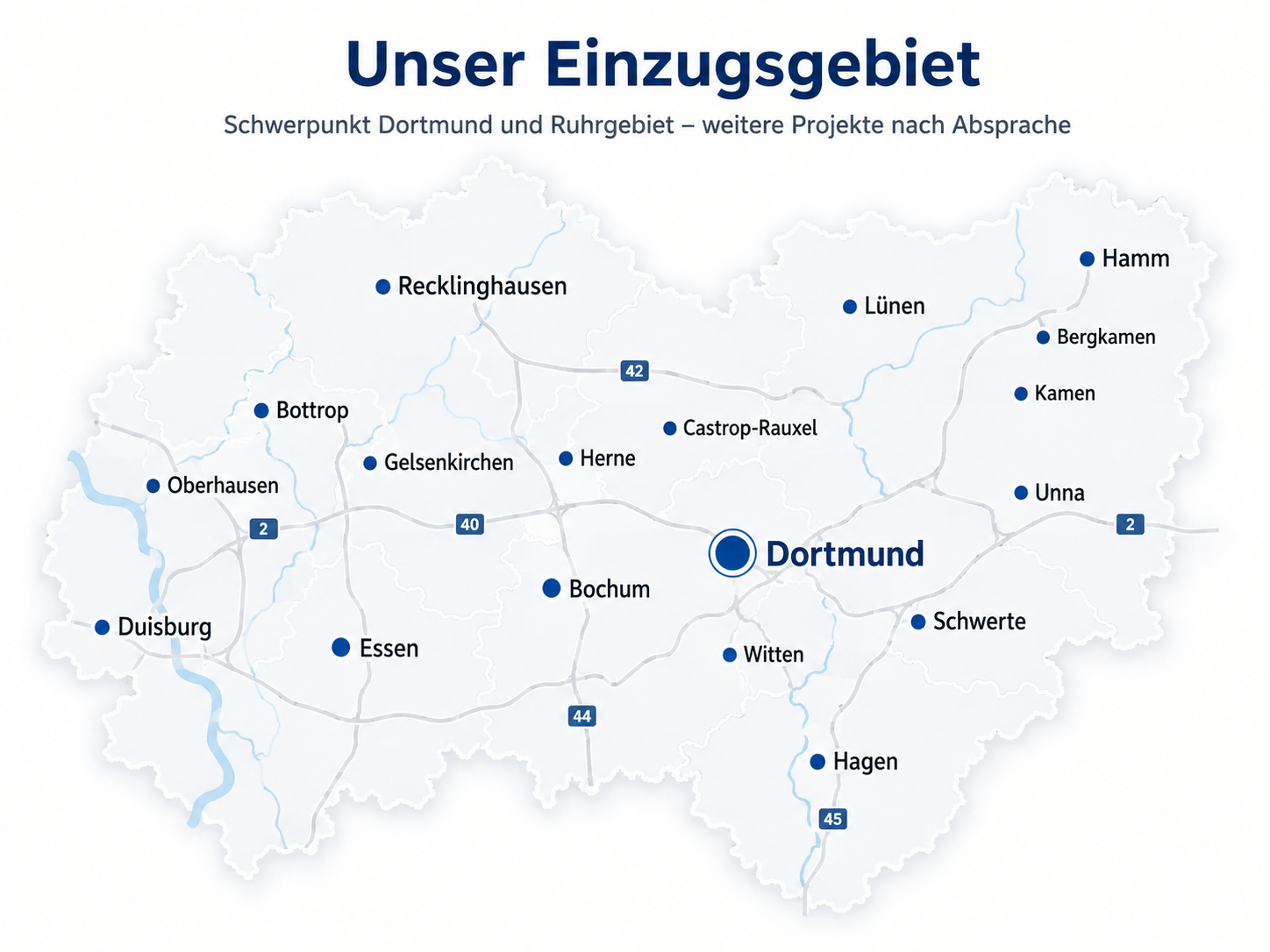Regionalkarte des LDS-Einzugsgebiets im Ruhrgebiet